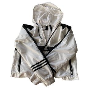 Adidas Womens Cropped Hooded Quarter Zip Windbreaker